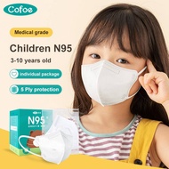 Cofoe Kids 5Ply N95 Medical Face Masks Sterilized Respirator Duckbill Mask Anti-Virus Anti-Particulate Facemask for Children and Students -【Individual packing】