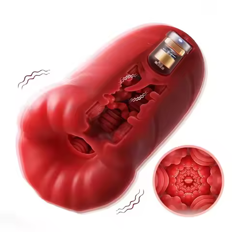 Realistic Vagina Masturbator Cup Men Deep Throat Oral Soft Massager Male Toys