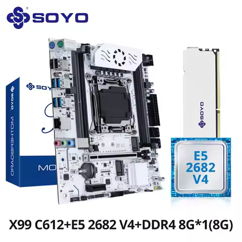 SOYO X99 C612 Chipset Motherboard Kit TPM2.0 Pin with Xeon E5-2682 V4 CPU & 8GB(1x8GB) DDR4 2133MHz 