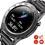 Smartwatch สมาร์ทวอทช์ Smart Watch Men GPS Track Recording Sport Fitness Tracker Full Touch Temperature Monitor Heart Rate Smartwatch For Huawei XiaomiSmartwatch สมาร์ทวอทช์ Black Leather