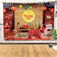 Mid-Autumn Festival backdrop 3mx2m3 2m15x1m5 - Mid-Autumn Festival decorative canvas painting - 2025