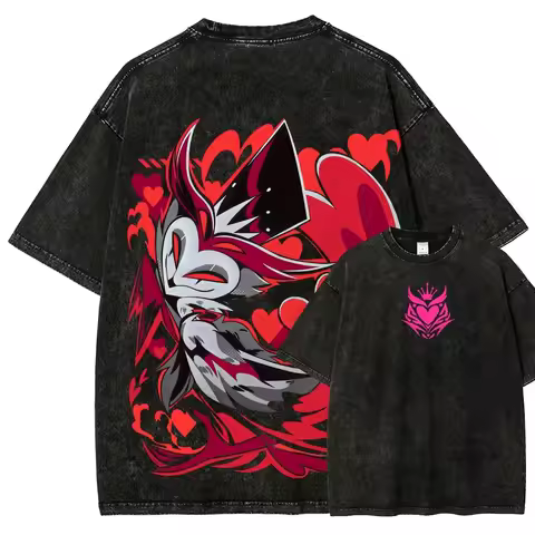 Helluva Boss Washed T-shirt personality Clothes New Model Anime T-shirt Year round clothing Couples
