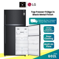 LG 602L 2 Door Top Freezer Refrigerator GR-H802HQHM with Smart Inverter &amp; DoorCooling+ Fridge Peti Sejuk