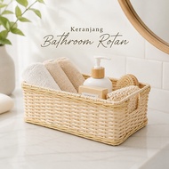 Rattan Basket Organizer Premium Aesthetic Cupboard Rack