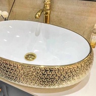 Lavabo Ovan White and Yellow Flower - High-end luxury Ovan White and Yellow Flower Sink