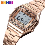 SKMEI Top Luxury Fashion Ladies LED Digital Stainless Steel Waterproof Watch Men Lady Casual Sport Wristband Watch Business Watch