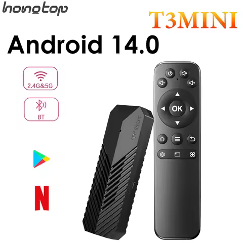 TOPSION T3Mini Smart TV Stick Android 14.0 Support 4K HD Video 2.4G 5G WIFI Smart TV Stick BT 5.0 10