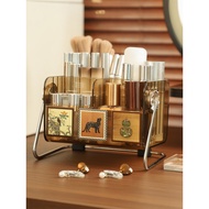 Kotak Kosmetik Vintage PR4I Putar Organizer Meja Rias Cantik Kotak Penyimpanan Makeup Portable untuk