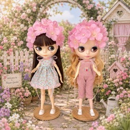 Pearl Embroidered Flower Hair Cap For Blythe Dolls