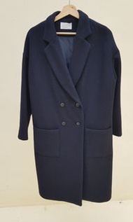 (賣場三件併單免運)【CHLOE H STUDIO】質感深藍正韓90%羊毛手工長版大衣