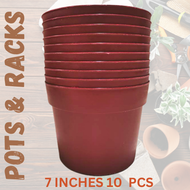 RED ROUND PLANT POT POTS FOR PLANTS 10 PCS (LARGE) / N6, N7, N8 / INDOOR AND OUTDOOR GARDEN POTS BIG MURANG ROUND POTS GUARANTEED! 7 INCHES 10 pcs