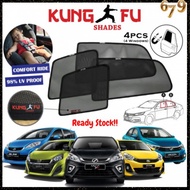 Market679 Perodua Axia Alza Aruz Bezza Myvi KUNG FU SHADES Fully Magnetic Sunshade 4 PCS Ready Stock