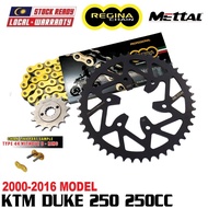 KTM DUKE 250 Full Set Regina Chain 520 Metal Sprocket Kit Black Rear Sprocket Sets