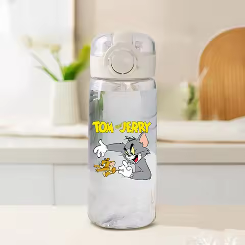 400ml Tom and Jerry Water Bottles Cute Cartoon Print Transparent Portable Fashion Outdoor Travel Dri
