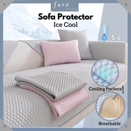 🇸🇬 Silky Cooling Fabric Sofa Cover Protector Cooling 1/2/3/4 Seater Ice Cool Armchair Cover Protector L Shape