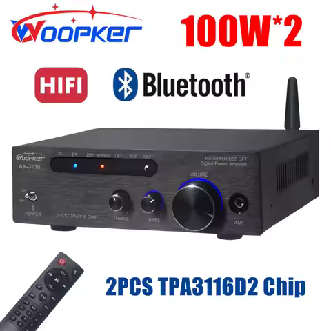 Woopker TPA3116D2*2 Subwoofer Bluetooth Amplifier AK3116 100W*2 HiFi 2.0 Digital Audio Power Amplifi