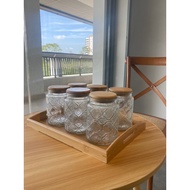 Used balang bamboo kuih raya glass air tight jar Airtight glass cookies jar candy jar