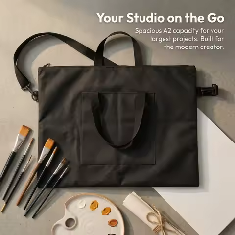 A2 Oxford Canvas Art Portfolio Bag Waterproof Zipper Closure Painting Board Storage Bag 21.3 x 26.4i