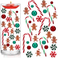 Roowest 125 Keping Hiasan Vas Krismas Gingerbread Man Akrilik Merah dan Hijau Manik-manik Gula-gula 