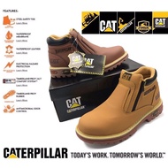 Premium Quality Top Safe CAT Caterpillar Steel Cap Zipper Safety Boot Kasut Safety Caterpillar Tahan