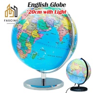 【SG】20cm World Globe English Version World Map Globe with Led Light Geography Educational Supplies