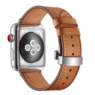 [HOT JUXXKWIHGWH 514] สำหรับ Apple Watch Band สายหนังแท้ Apple Watch 7 6 5 4 3 2 1 SE 45มม. 41มม. สายคล้องคอผีเสื้อสำหรับ IWatch 44/40มม. 42 38