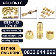 Bộ nối hai đầu nối côn lồi hàn ống đồng 6 8 10 12 16 19 mm cho điện lạnh & khí nén (Brass Flare Fitt
