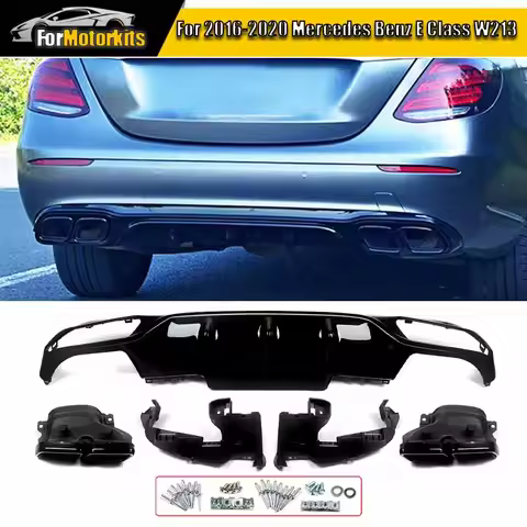 For Mercedes Benz W213 Standard E200 E300 E250 2017-2020 E63 Style Rear Bumper Diffuser Lip with Tai