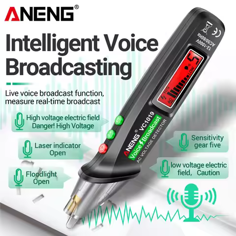 ANENG VC1019 Intelligent Voice Broadcast Tester Pen Voltage Detector 12-1000V Volt Non-Contact Pen E