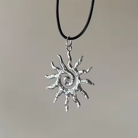 Spiral sun necklace | double sided vortex pendant | spiral swirl trippy charm necklace grunge jewelr