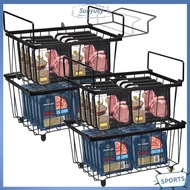 ❥ sunyuey ❥  4Pcs Freezer Organizer Bins Fits 5/7 Cu.Ft Chest Freezers Stackable Wire Baskets with H