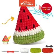 Beginner's Crochet Kit: 1PC Watermelon Yarn for DIY Amigurumi with Hooks, Manual, Video, Sewing Kit 