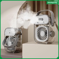 [BaosityfcMY] Compact Desktop Mist Fan Transparent Housing Rechargeable Mist Fan Night Light
