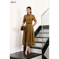 EVY Brown Short-Sleeved Shirt Collar Office Dress - DL979