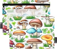 RPLIFE Colorful Mushrooms Binder Pouch with Clear Window, 2Pack Pencil Pouches for Kids Kids School 