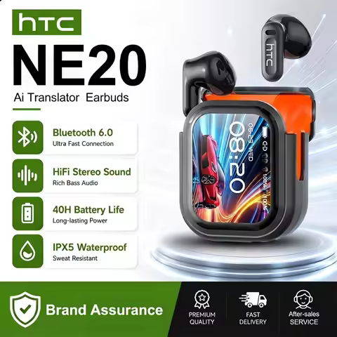 HTC NE20 Original Wireless Bluetooth Earphone In Ear AI Translate Earbud LED Touchscreen HIFI Sound 