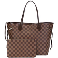 LV Loius Vuitton Neverfull NM MM 棋盤格 N41358 手提包 含零錢包 公司貨 附購證正品 二手