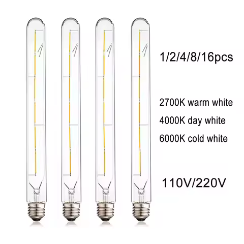 Vintage 4000K 110V 220V 6W T300 LED Filament Bulb 2700K 6000K Long Tubular 120V 240V T30 E26 E27 30c