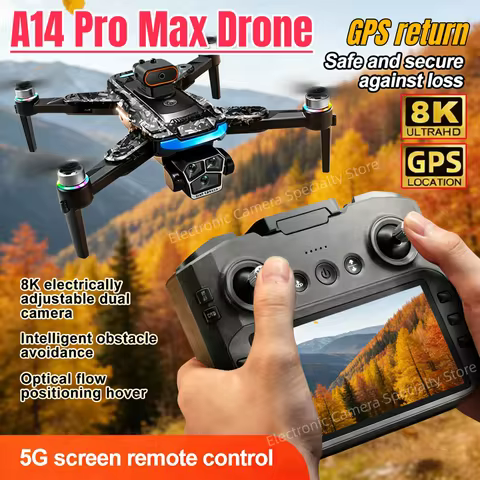 New A14 Pro Max Drone Aerial 8K HD Dual-Camera 5G WIFI GPS Brushless Motor Optical Flow Obstacle Avo