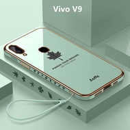 Casing Vivo V9 Case Maple Leaves Plating Cover Soft TPU Phone Case Vivo V9