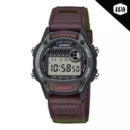 [Watchspree] Casio Digital Dual Time Brown Leather/Cloth Band Watch W220HF-3A W-220HF-3A