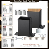 SucceBuy 4x4/ 6x6 Post Base 2/4Pcs Heavy Duty Powder-Coated Post Anchor Matte Black Wood Post Bracke