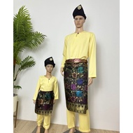 Baju Melayu Teluk Belanga Dewasa dan Kanak-kanak Soft Yellow/Light Yellow