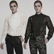 哥德幽靈獵人繡花雪紡襯衫 - 白 / 黑