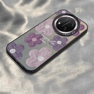 เคส Honor X9C X9B 5G เคส Honor 200 เคส Honor 200 Pro เคสโทรศัพท์ลายดอกคามิลเลียสีม่วงเคลือบด้าน เคสแ