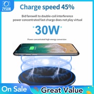 ZYSUN Desktop Slim Wireless Charger 30W Max Pad Stand for iPhone 12 11 Xs