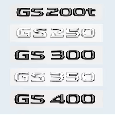 3D Chrome Glossy Black ABS Letters GS200t GS250 GS300 GS400 GS460 GS450h HYBRID Emblem For Lexus Car