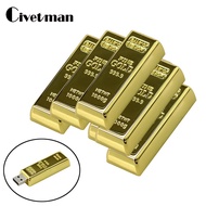 USB Flash Drive Latest Metal Bullion Gold Bar Pen Drive USB Memory Stick 4GB 8GB 16GB 32GB 64GB 128G