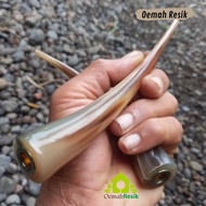Pipa Tanduk Kerbau Bule 15-16cm Model Kecil Unik Pipa Tanduk Kerbau Panjang