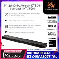 Sony HT-A5000 A Series Premium Soundbar 5.1.2ch 8k/4k 360 Spatial Sound Mapping Soundbar for surround sound Home theatre system with Dolby Atmos (Bluetooth, HDMI eArc &amp; Optical Connectivity)( Sony Malaysia Warranty )
